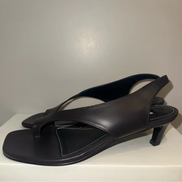 Toteme Sculptural Slingback Leather Sandals, 39, Pepper - Picture 10 of 15